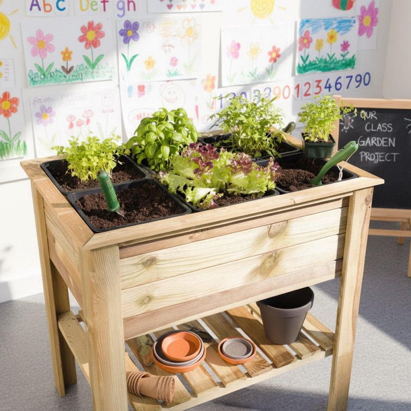 Moestuintafel met opbergplank